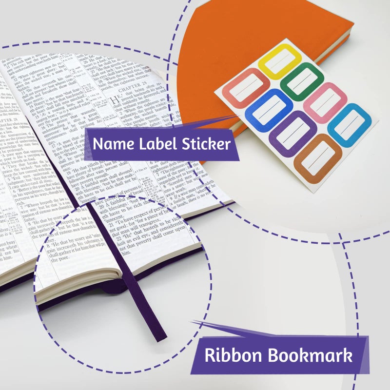 KICNIC Jumbo Book Covers 7 Pack, 9x11 Inch Stretchable Book Sox Suitable for Most Hardcover Books, Up to 10 Inch x 12.5 Inch, Washable and Reusable Protective Textbook Covers with Label Sticker - Image 4